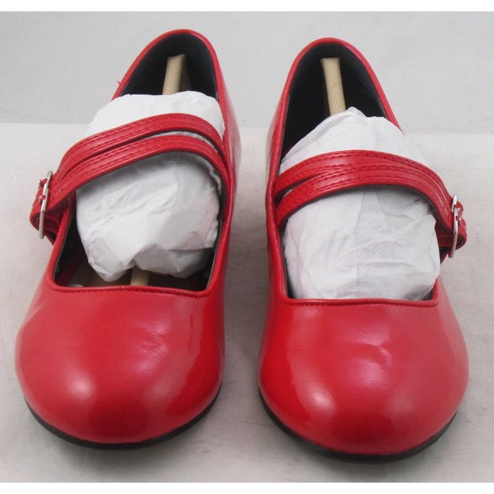 NWOT M&S Kids, size 2/34.5 red patent effect double strap Mary Janes ...