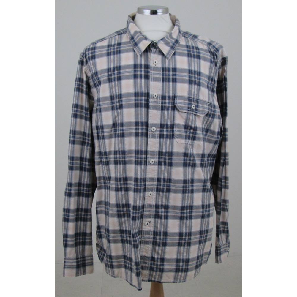 M&S North Coast - Size: XXL - Blue, cream and brown check shirt | Oxfam ...