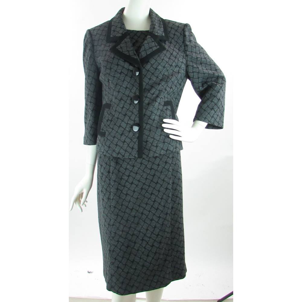 Country Casuals - Size: 16 - Grey & Black - Sheath Dress with Matching ...