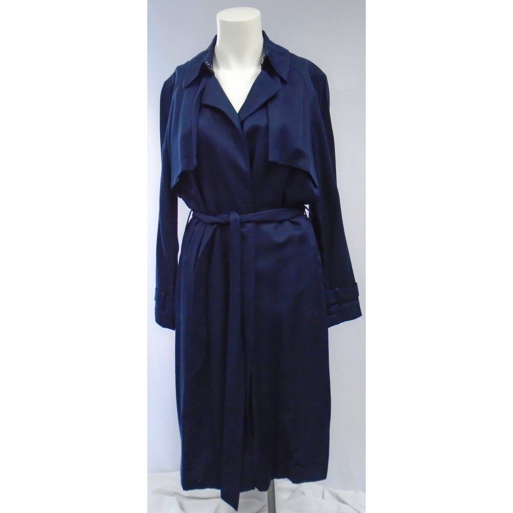 Marks & Spencer - Autograph - Size 14 - Navy - Draped Trench Coat ...