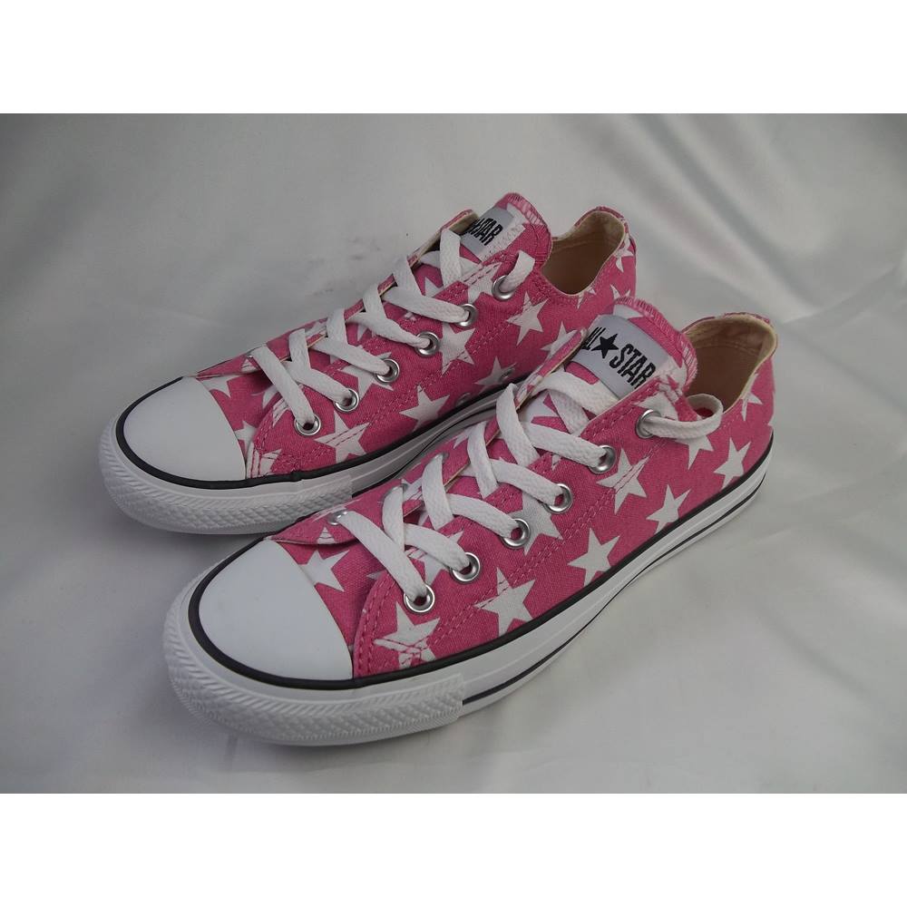 BNIB Converse - Size: 7 - Pink With White Stars Lace Up Pumps | Oxfam ...