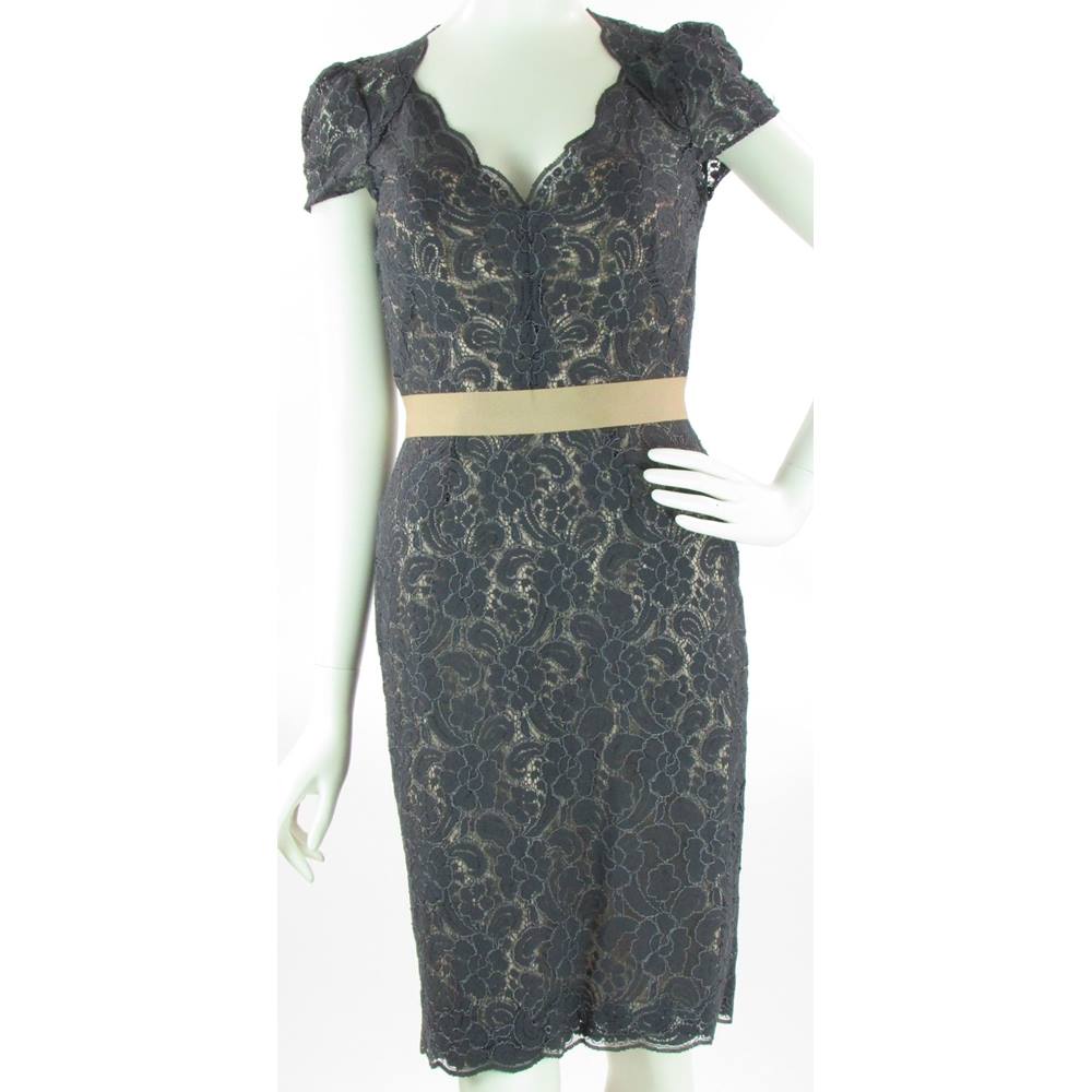 Grey Knee Length Lace Dress