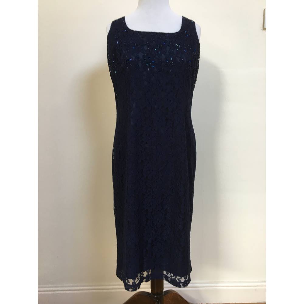 Monsoon beaded lace dress Monsoon - Size: 12 - Blue - Knee length dress ...