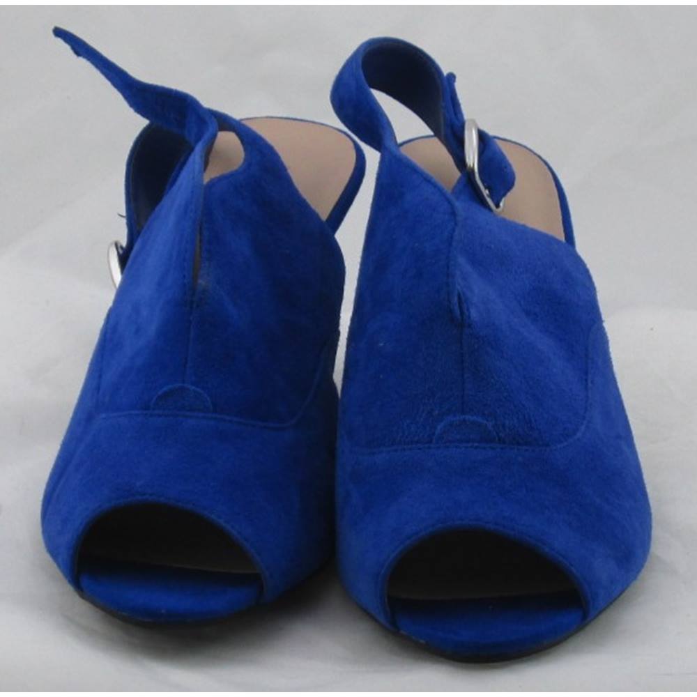 NWOT Footglove, size 5.5 cobalt blue suede open toe slingbacks | Oxfam ...