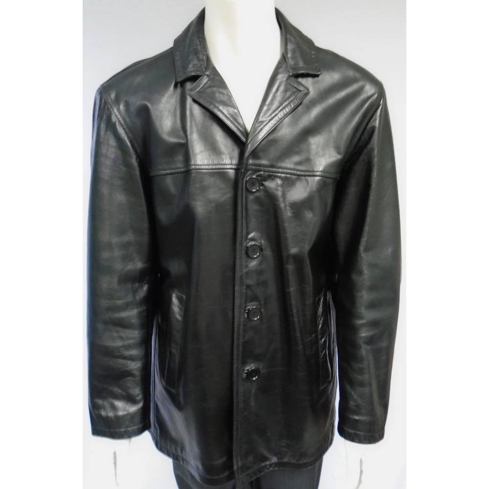 Chinco - Black Leather 3/4 Length Jacket - Size XL | Oxfam GB | Oxfam’s ...