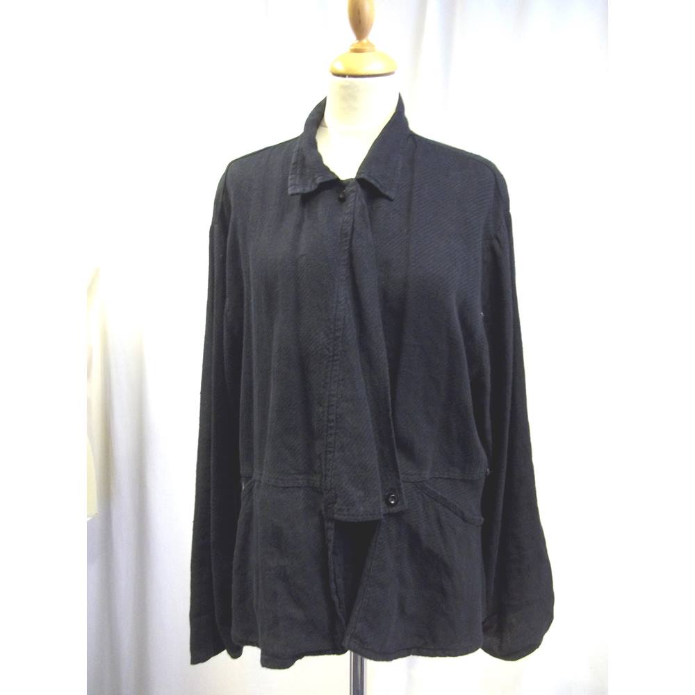 Flax By Jeanne Engelhart Size L Black Linen Jacket Oxfam Gb