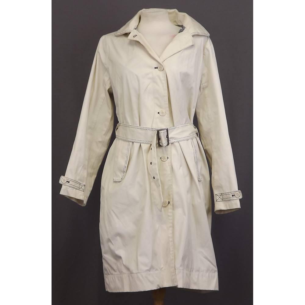 Sea Salt Tin Cloth size 16 Trench coat style hooded raincoat in organic ...