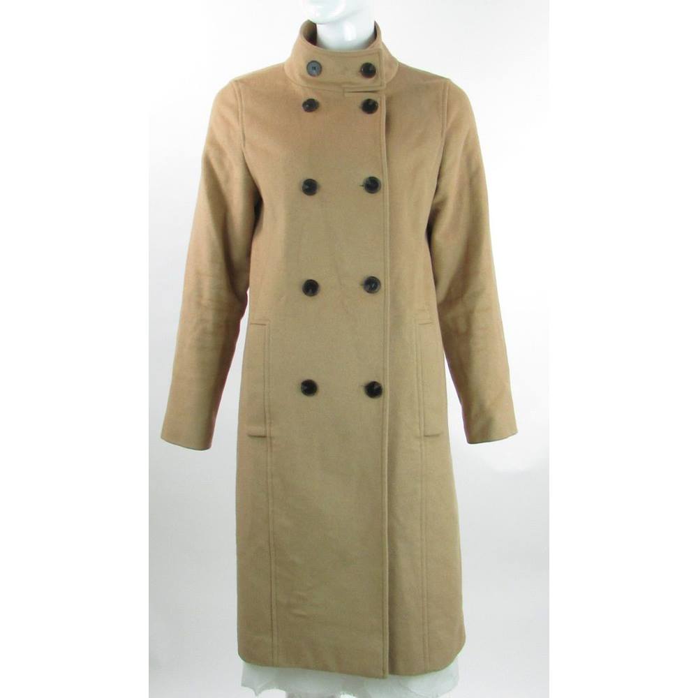 Jaeger - Size: 10 - Camel - Wool & Cashmere Double Breasted Coat ...