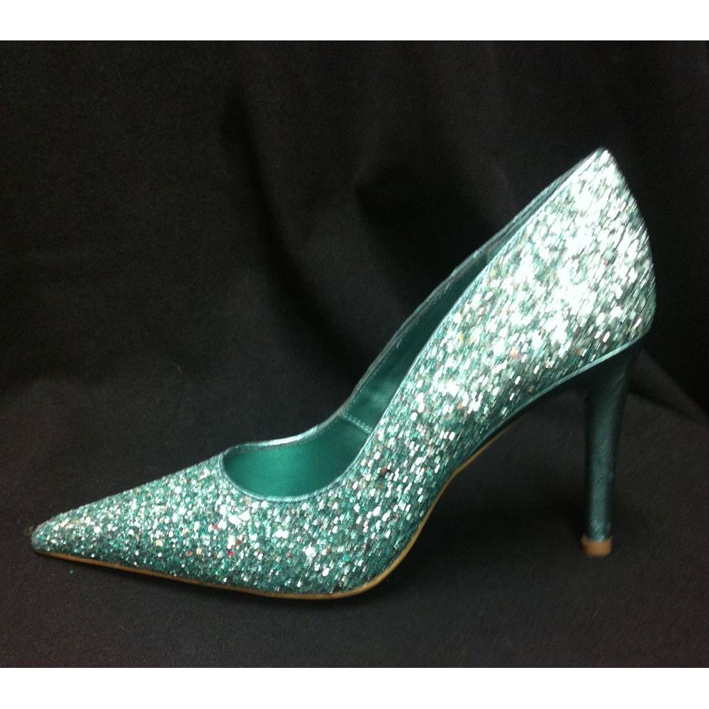 Turquoise Sequence Sparkly Glitter Court Stiletto Shoes M&S Marks ...