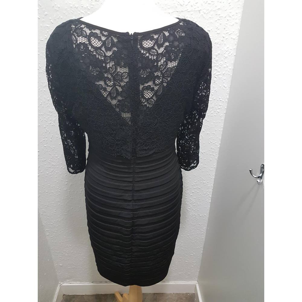 Black fitted dress with lace overlay by Wallis Wallis - Size: 14 ...