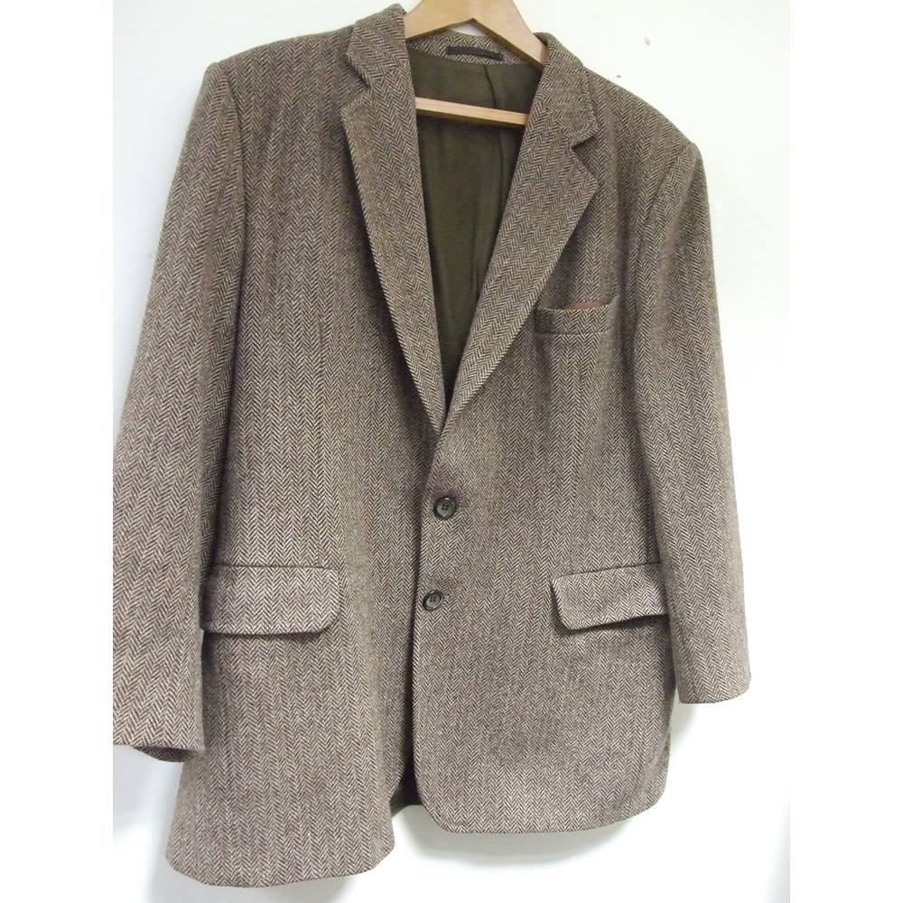 Classic Herringbone Tweed Jacket Shannon - Size: L - Brown - Jacket ...