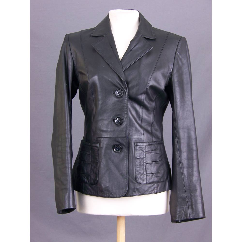 Betty Barclay size 8 black leather jacket | Oxfam GB | Oxfam’s Online Shop