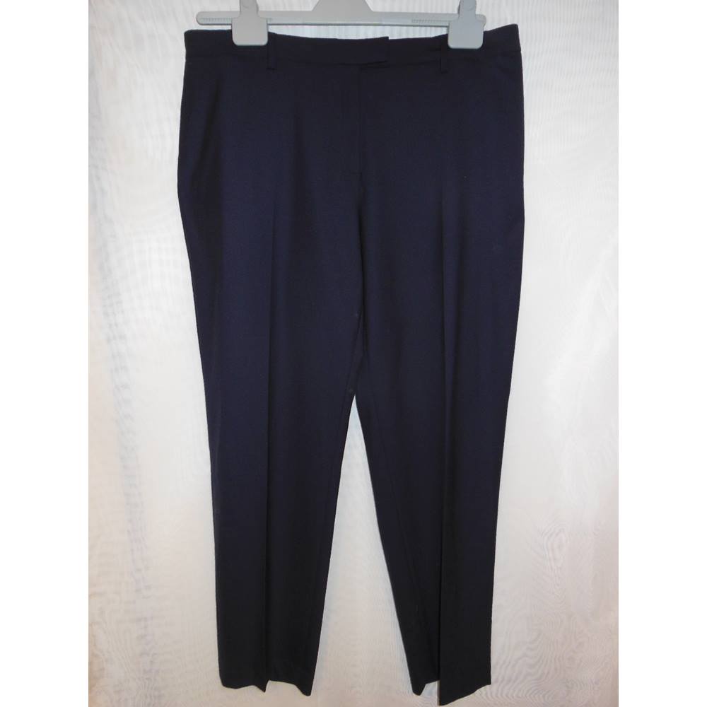 M&S Autograph Wool/Silk Blend Trousers, Navy, Size 18 M&S Marks ...
