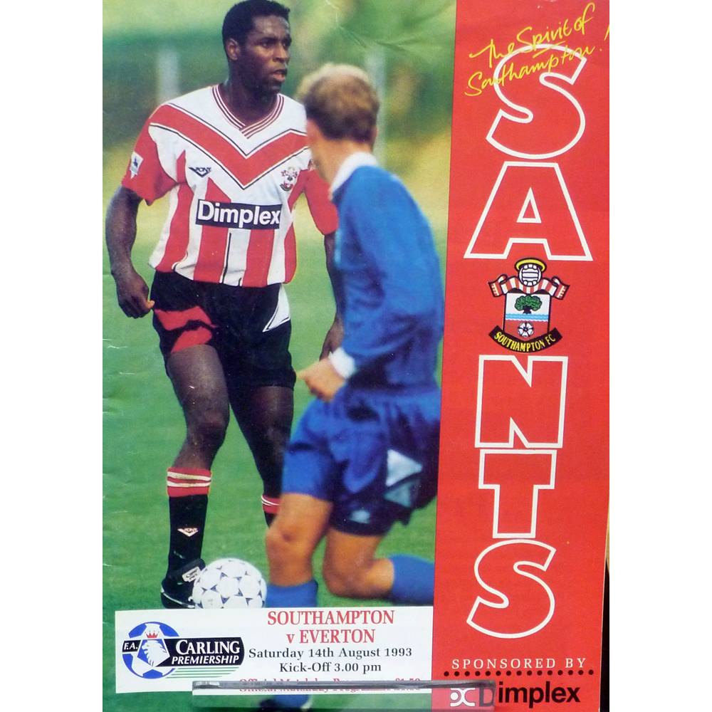 Southampton v Everton  Premier League  14th August 1993 For Sale in