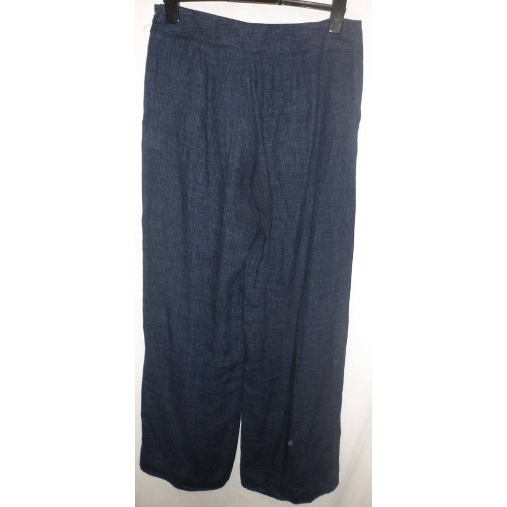 Hobbs - Size:12 - Navy blue - Linen trousers | Oxfam GB | Oxfam’s ...