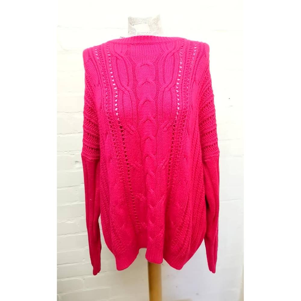 NEW M&S Marks & Spencer - Size: 24 - Pink fuchsia cable jumper | Oxfam ...