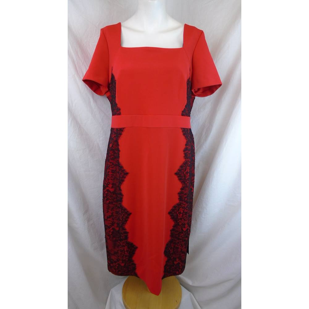 Marks And Spencer Size 16 Red Dress With Lace Details Mands Marks 6877