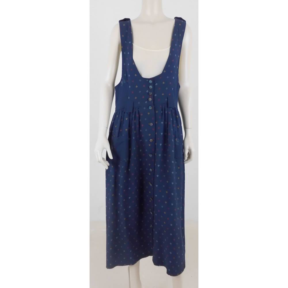 Farkas Klara Size: M Blue Jacquard Pinafore Dress | Oxfam GB | Oxfam’s ...