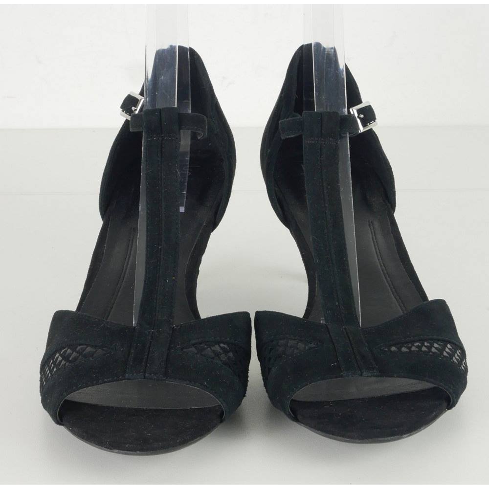 NWOT Marks & Spencer Black Suede Sandals with Kitten Heel Size 7/1/2 ...