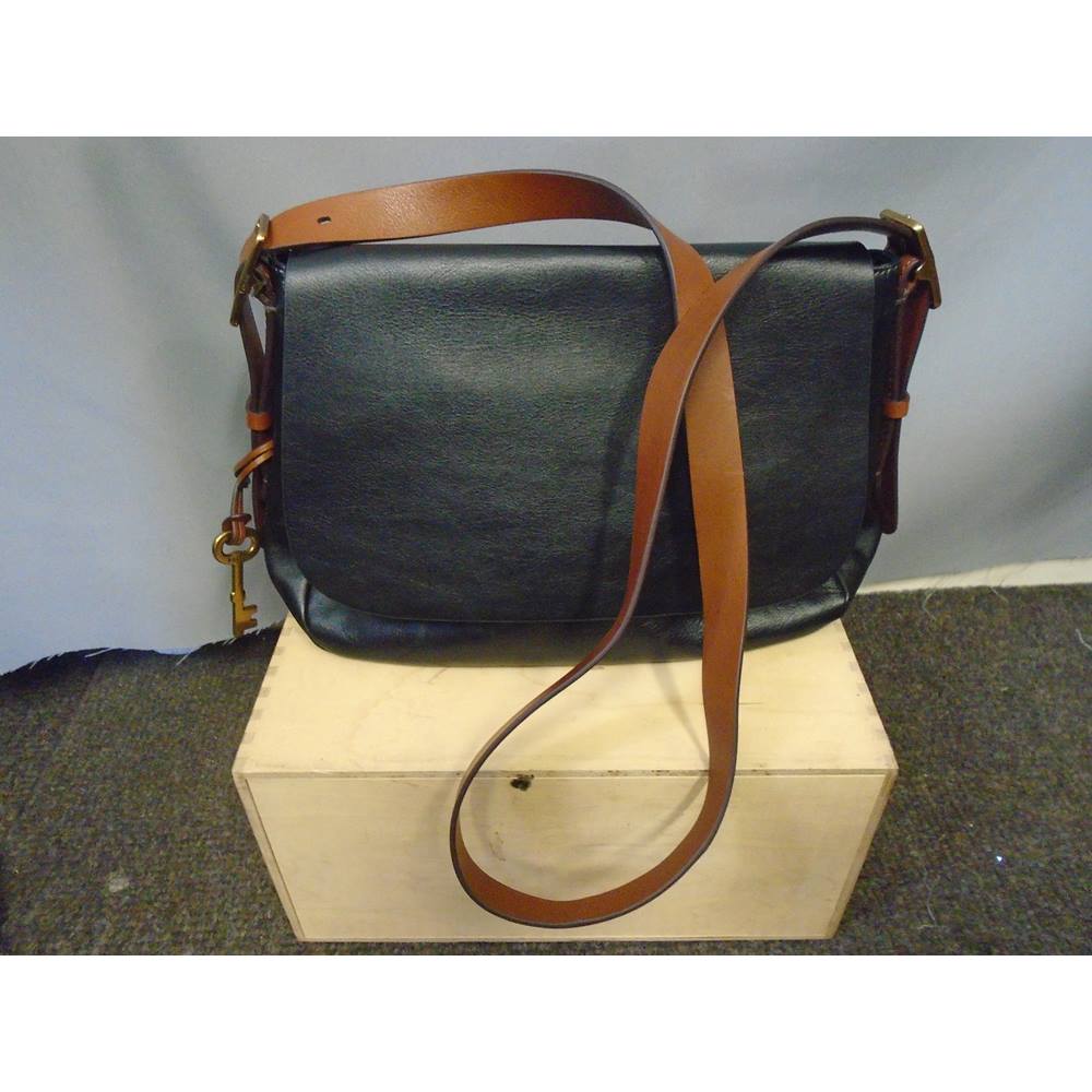 Fossil Leather Shoulder Bag, Black and Brown, Fossil - Size: M - Black - Shoulder bag | Oxfam GB ...