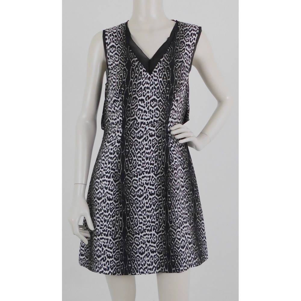 Reiss Size: 10 Black & Ivory Leopard Print 100% Silk Dress | Oxfam GB ...