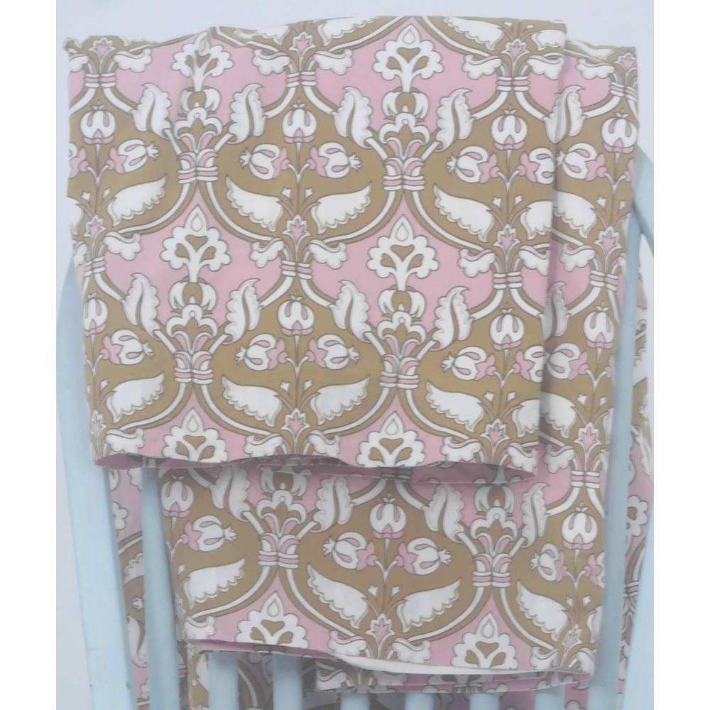 Baby Pink Milk Chocolate Brown Victorian Inspired Curtains For