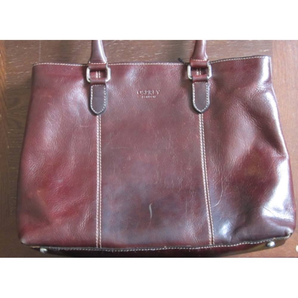 Osprey London Brown Leather Classic Style Large Handbag | Oxfam GB ...