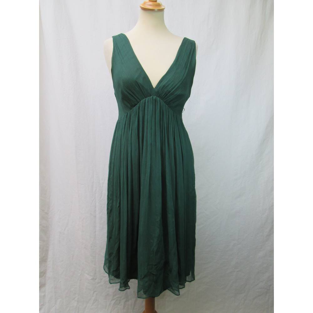 zara satin effect cut out dress green