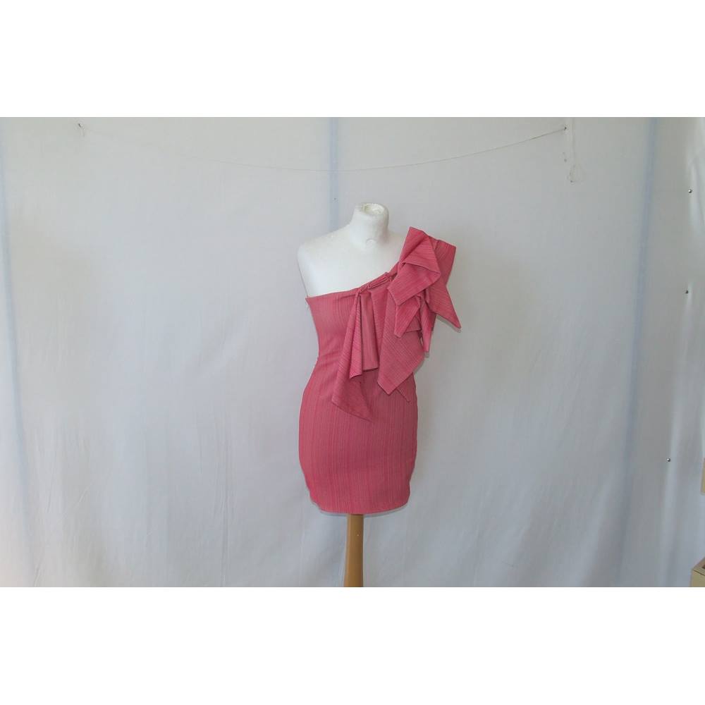 Aqua Origami Dress Cotton Twill One Shoulder Mini Pink Size 8 For Sale In Liverpool Merseyside Preloved