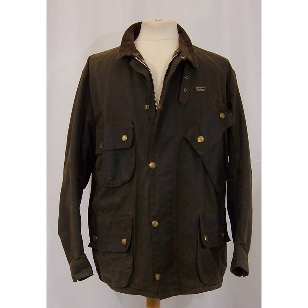 Barbour - Size: L - Vintage International Suit Waxed Jacket with metal