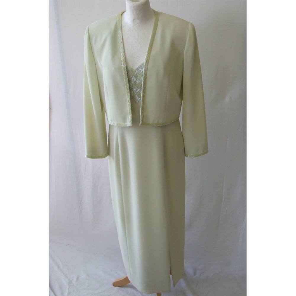 Frank Usher bridal set dress mint beaded jacket matching light green ...