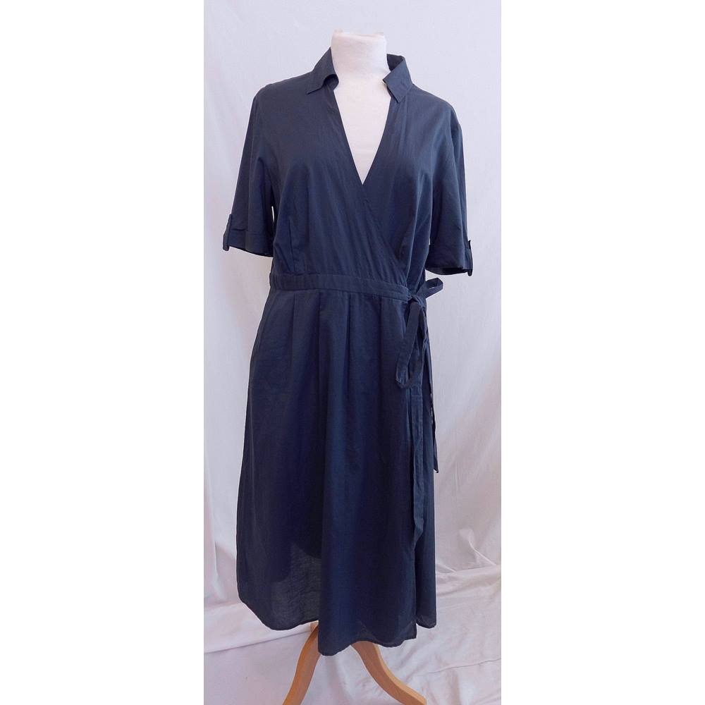 Laura Ashley - Size: 16 - Blue - Wrap around dress | Oxfam GB | Oxfam’s ...