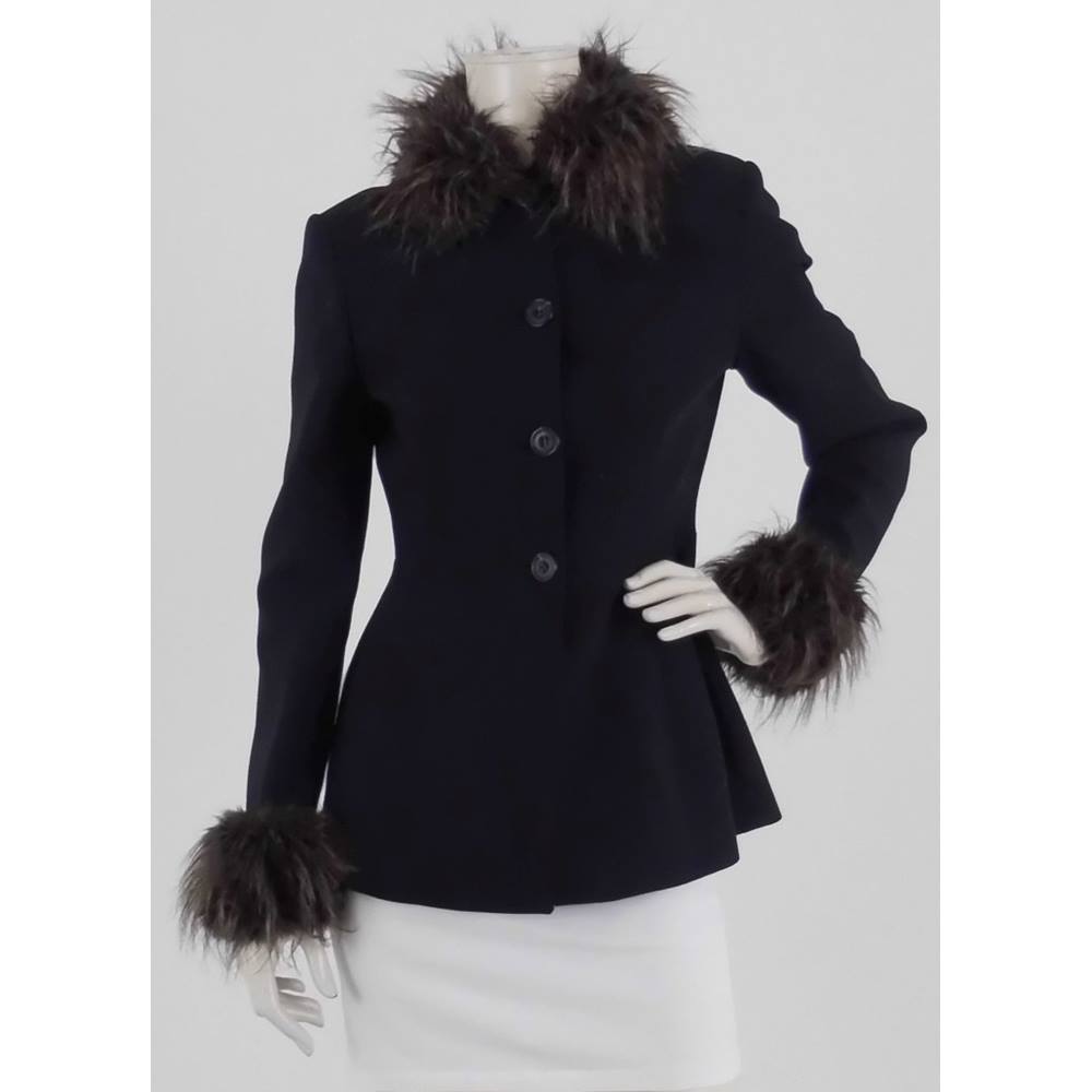 Karen Millen Size: 10 Black & Faux Fur Trimmed Jacket | Oxfam GB