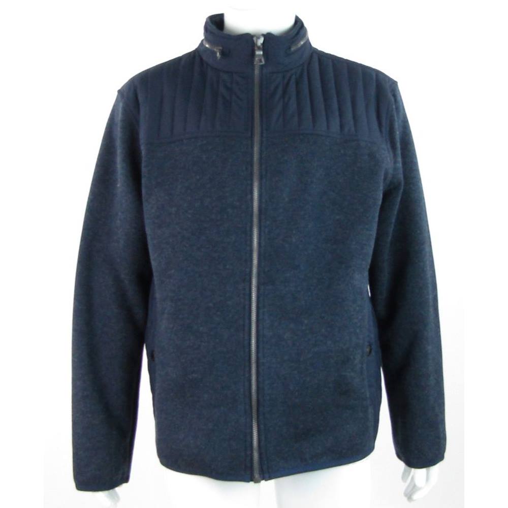 BNWOT M&S Blue Harbour - Size: XL - Blue - Textured Fleece Jacket With ...