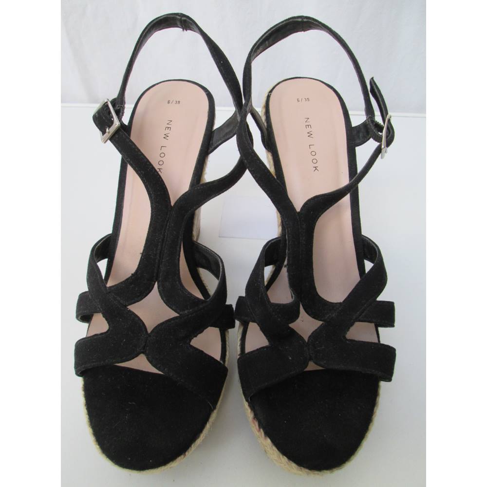 New Look size 6/39 black wedge sandals 