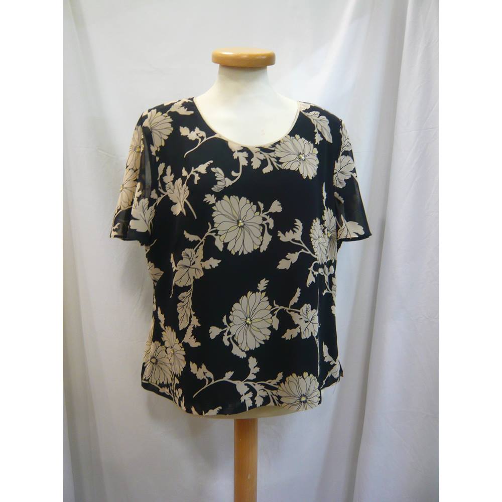 Jacques Vert Floral Blouse Top Jacques Vert - Size: 14 - Black | Oxfam ...