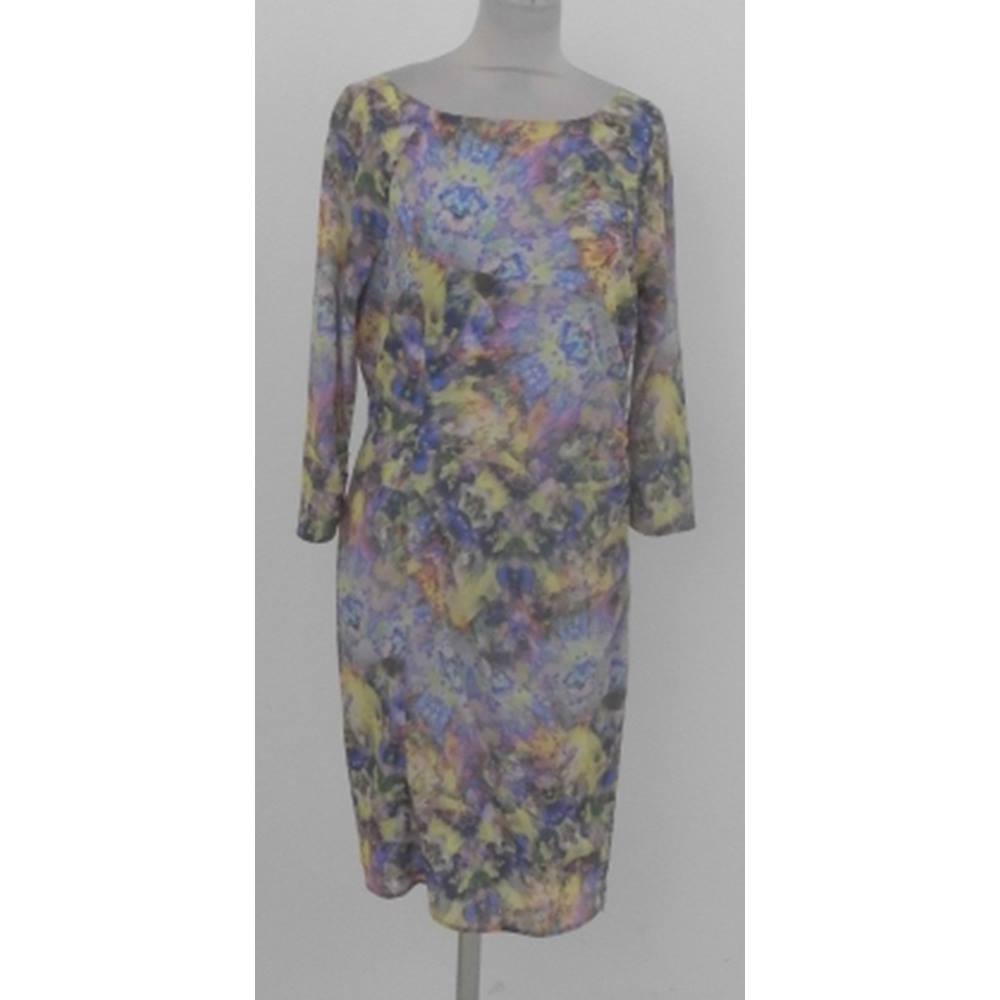 Mint Velvet: Size 14: pastel multi-coloured silk mix, side zip dress ...