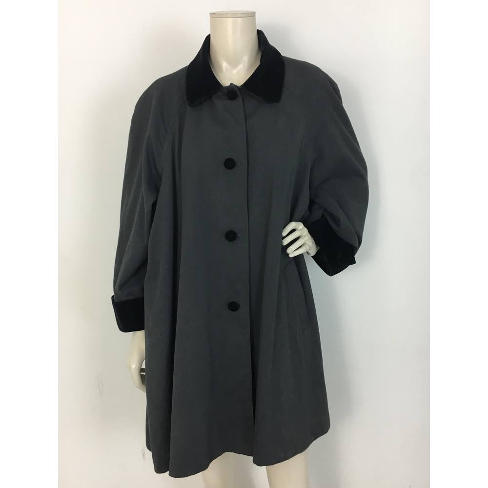 Vintage 90's Charlotte Halton Size:12 Grey Velvet Swing Coat | Oxfam GB ...