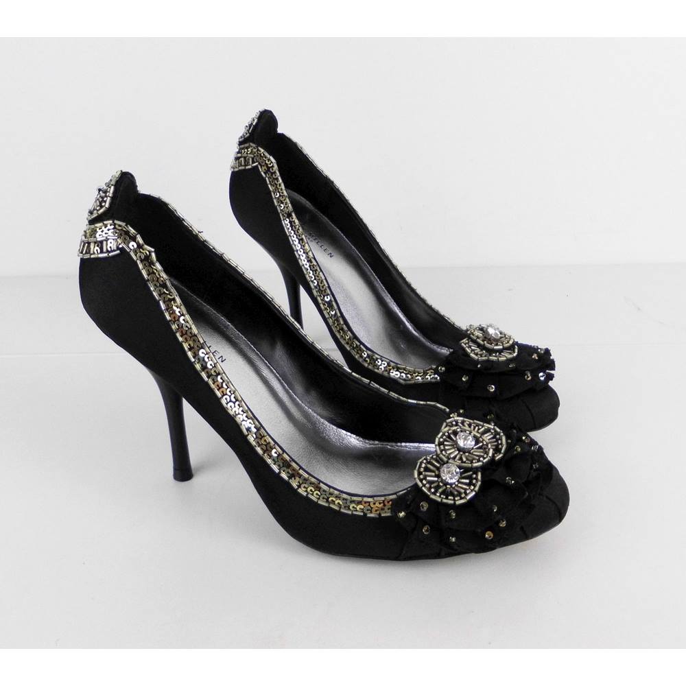 Karen Millen Size 6 Black Satin Embellished Heels | Oxfam GB | Oxfam’s ...