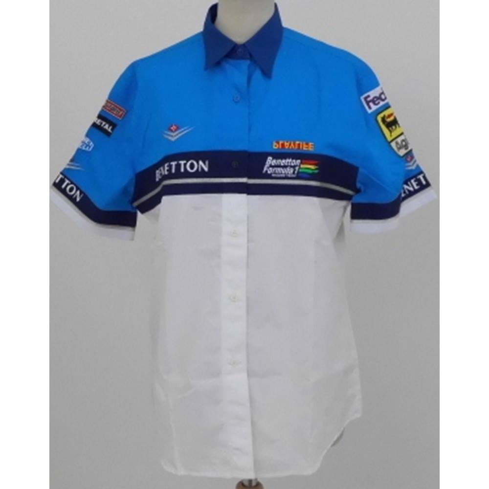 United Colours of Benetton Size 16 White and Blue Short Sleeved Formula ...