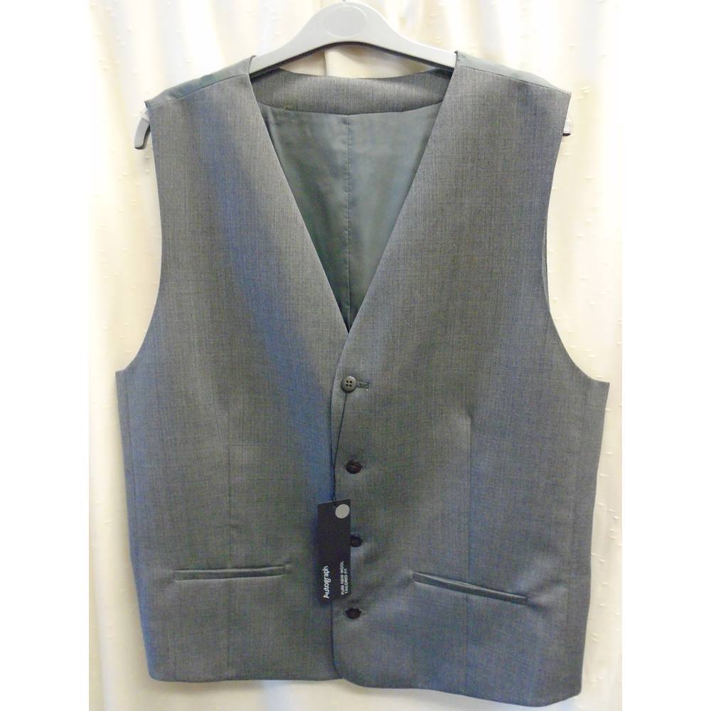 M&S Autograph Pure New Wool Grey Waistcoat, Size Large M&S Marks ...