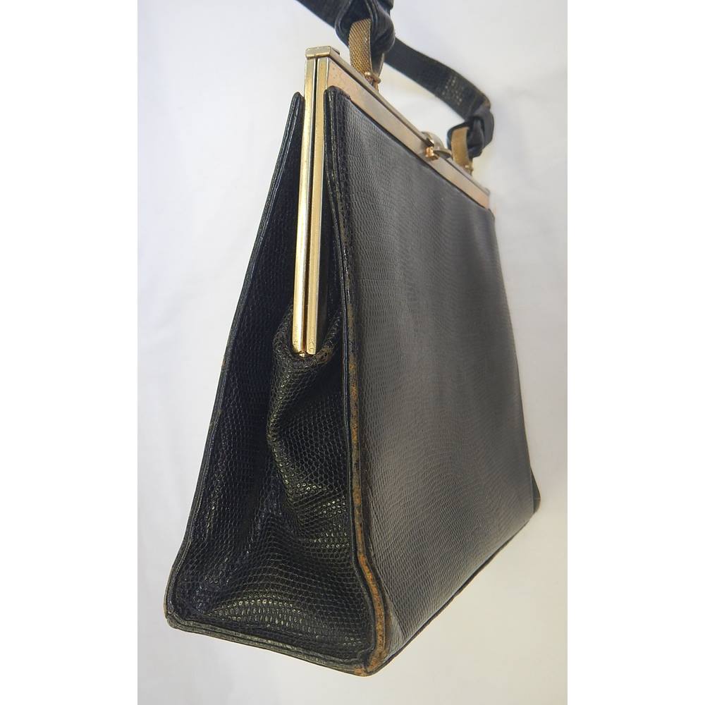 Vintage Lodix of England Black Leather Handbag Lodix - Size: Not ...