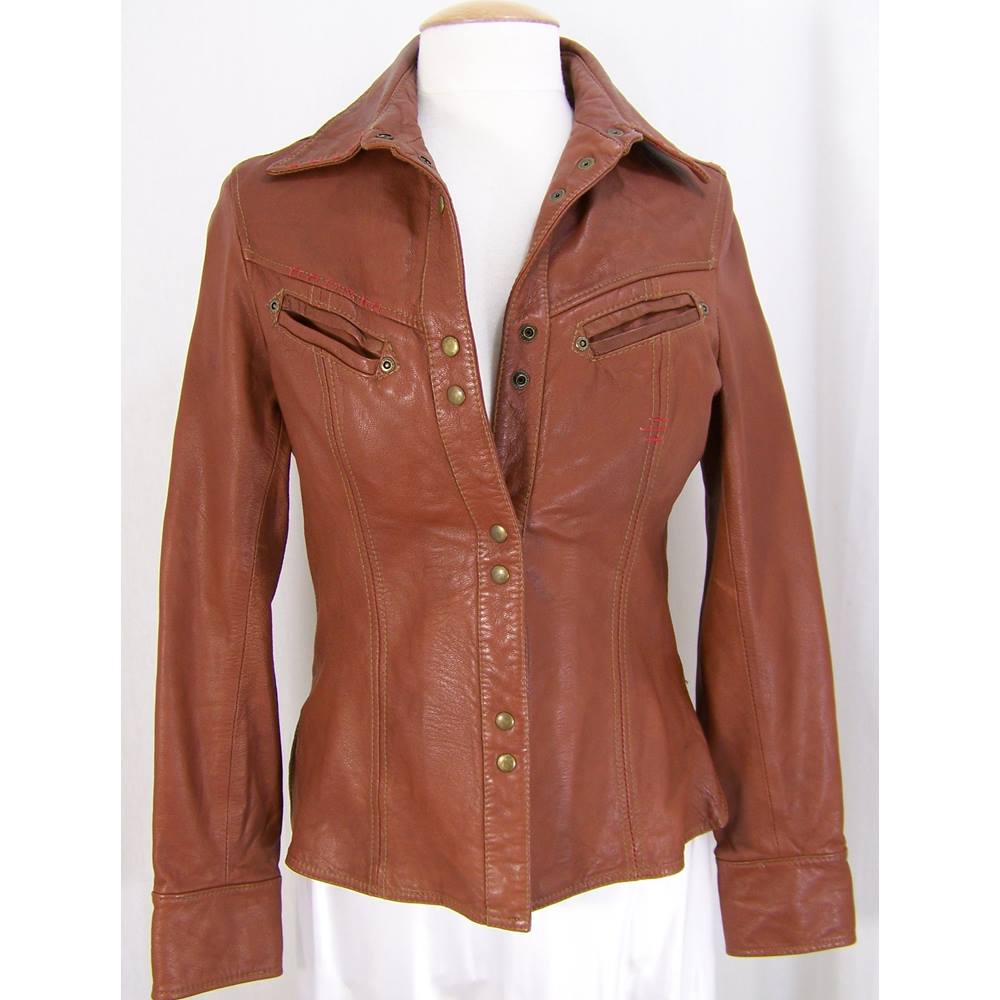 Arma Collection Size 10 Tan Leather Jacket | Oxfam GB | Oxfam’s Online Shop