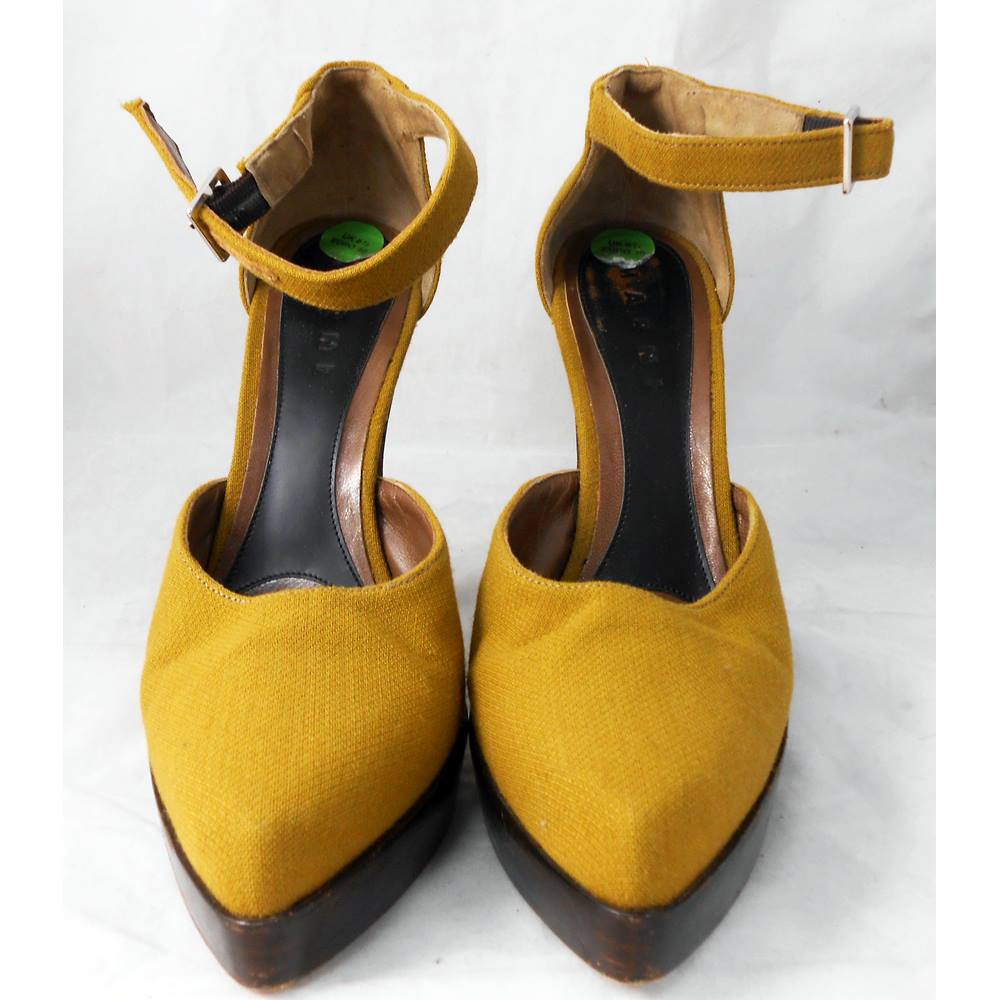 mustard platform heels