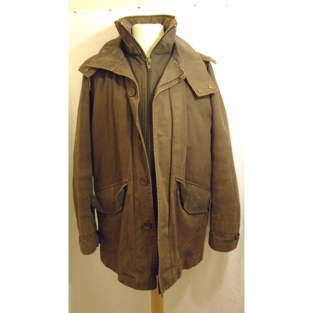 THOMAS BURBERRY BROWN HOODED WAXED JACKET SIZE M Burberry - Size: M ...