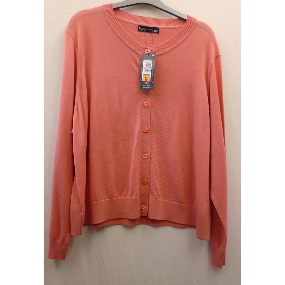 BNWT - M & S - SIZE 24 - TANGERINE - CARDIGAN M&S Marks & Spencer ...