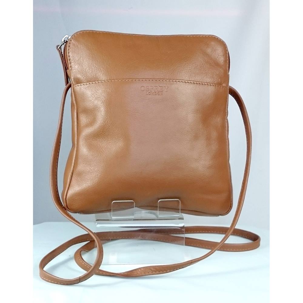 Osprey, Cross Body Bag in Mid Tan Leather | Oxfam GB | Oxfam’s Online Shop