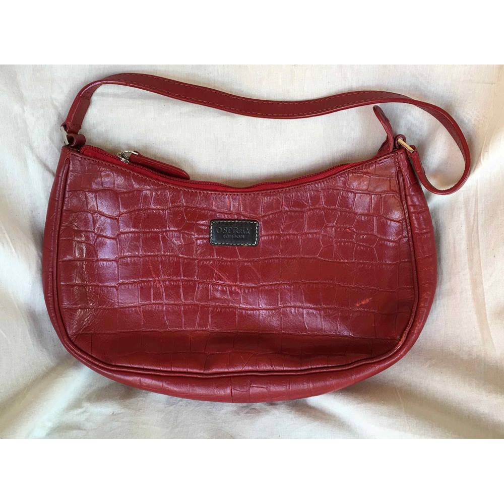 Osprey Classic Red Mock Croc Leather Handbag ize: Red/tan Size: S ...