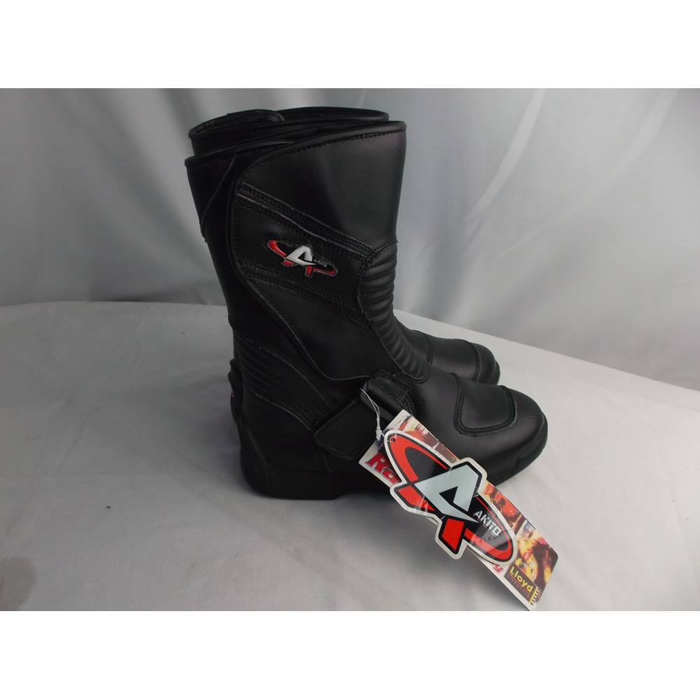 BNWT-Akito-Size 3- Black Leather Motorcycle Boots Akito - Size: 3 ...