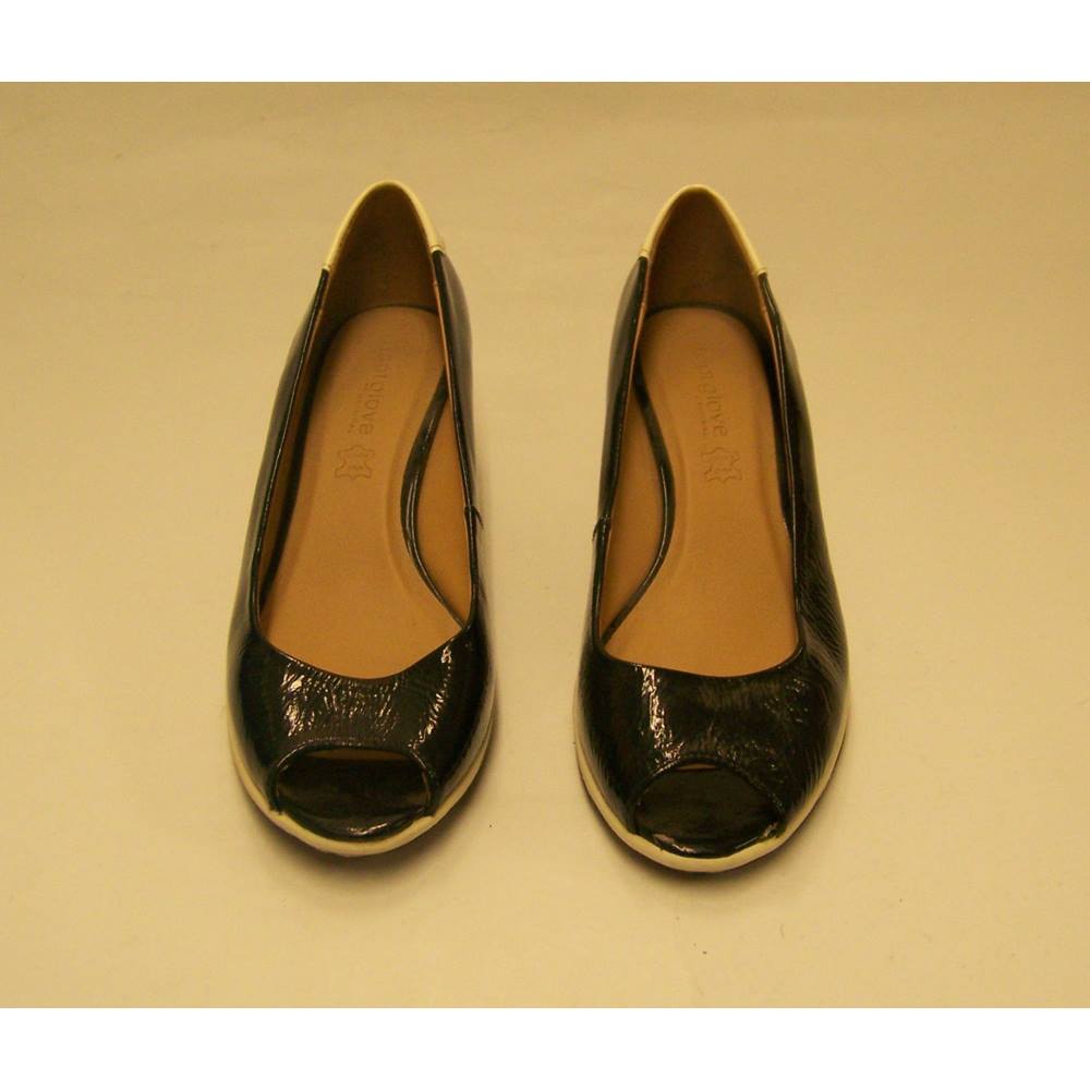 FOOTGLOVE Original womens ladies patent leather wedge peep-toe shoe M&S ...